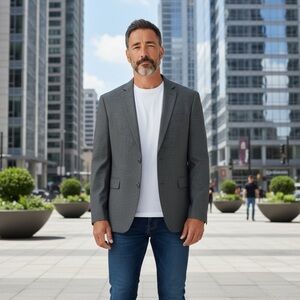 versace collection suit jacket blazer 50 eur/40 us slim gray wool single vent